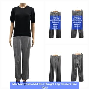 Max Mara Studio Mid-Rise Straight-Leg Pants Size 10